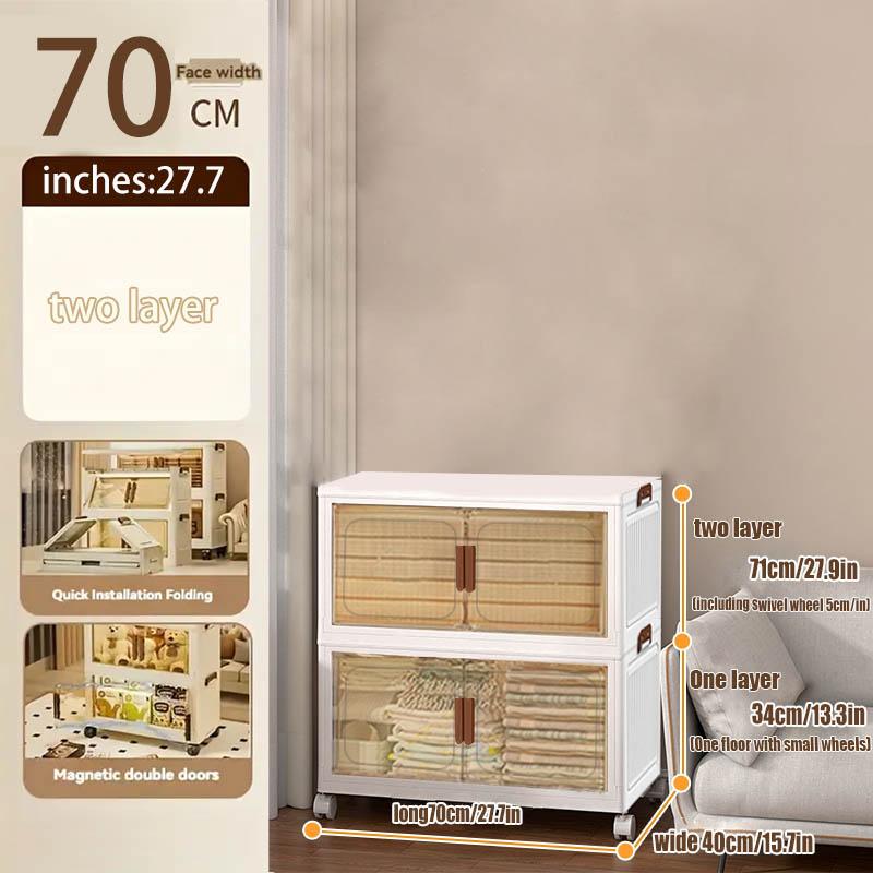 70CM-2/3/4/5 Layers    plastic folding storage box with multi-layer, stackable storage box with wheels, suitable for home storage of books, clothes, toys, closet, wardrobe, bedroom, bathroom, office, basic bedroom furniture Storage Box