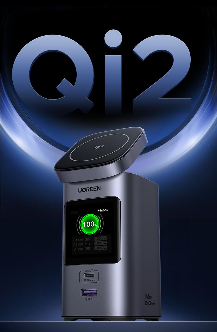 UGREEN Nexode Power Bank 20000mAh 145W PD 3.0 Portable Charger 72Wh Qi2 Certified 15W Wireless Fast Charging Magsafe Battery Pack 2C1A with TFT Display for iPhone 17/16 Series/MacBook/iPad,September Restock，TikTokShopBlackFriday ,TikTokShopJumpstartSale