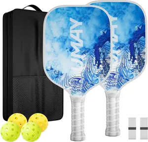 Pickleball Paddles Set of 2 - USAPA Approved Fiberglass Surface 2 Pickleball Rackets with 4 Balls, Pickleball Equipments 2 Cooling Towel, Anti-Slip.