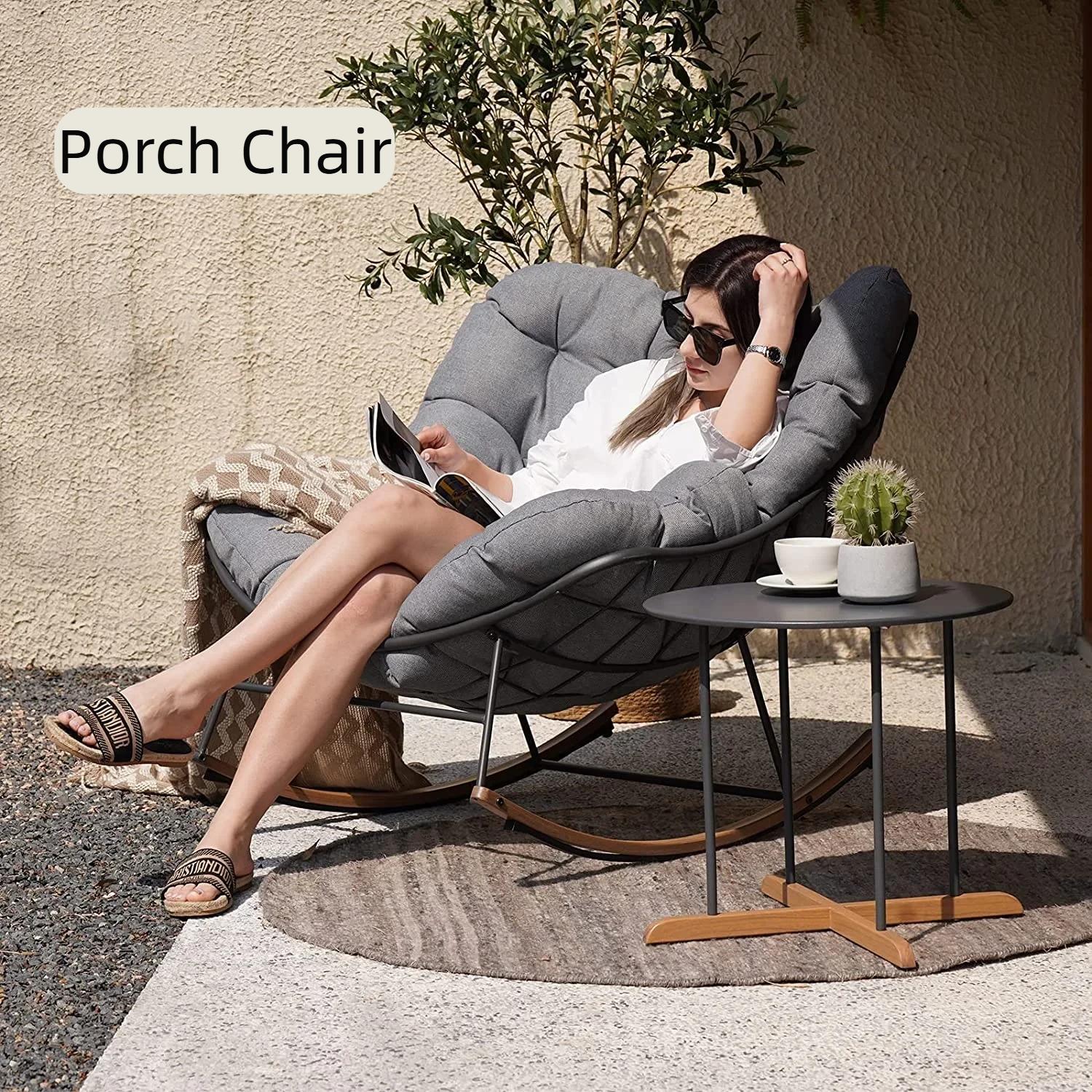 Indoor & Outdoor Royal Rocking Chair – Soft Padded Cushion & Sturdy Steel Frame for Ultimate Comfort & Relaxation