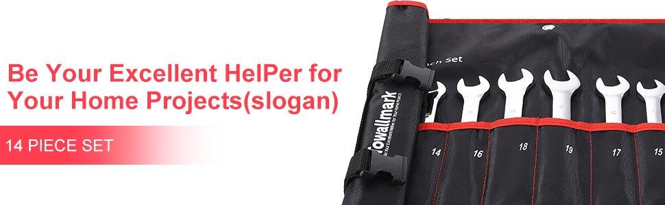 【GARVEE】14 Pieces Ratcheting Wrench Set with Fixed Head Combination Wrenches, Metric 6-19mm, Chrome Vanadium Steel, Storage Bag Included