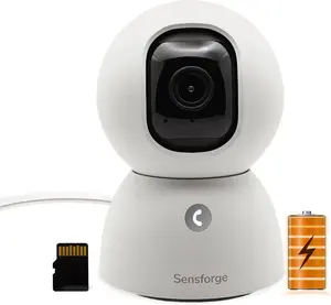 SensForge 2.5K Rechargeable Pan-Tilt Security Camera, 360° Dual-Band WiFi Home Camera, Free AI Human & Pet Detection, 2-Day Cloud + 64GB SD Storage, Two-Way Talk, Optional AI + Storage Upgrade