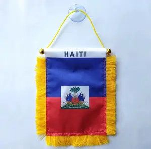 Haitian Car Flag 4x6 With Suction Cup - Car Mini Banner, Window, Rearview Mirror Hanging