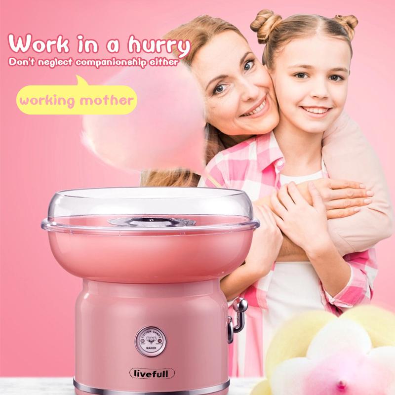 LIVEFULL Cotton Candy Machine – Home Maker with 6 Flavors & 6 Sticks for Kids Fun, Family Parties, Kitchen Fun, Christmas Gift, US Type, Quick & Easy