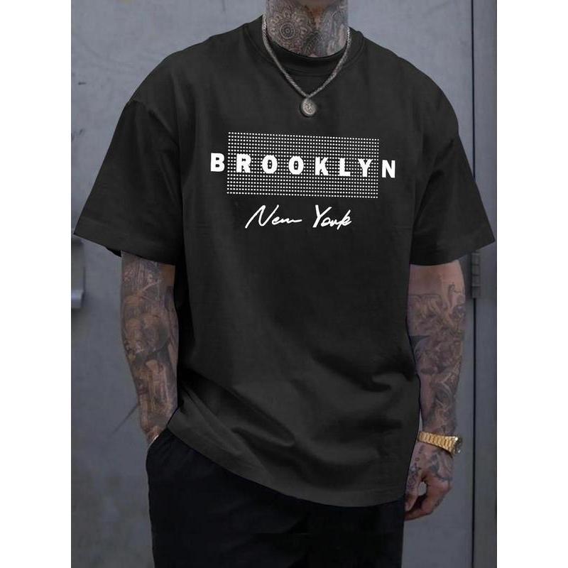 Men'S Letter Print Round Neck Tee, Men'S Summer Clothes, Summer Outfits, Regular Fit Casual Streetwear Short Sleeve Crew Neck T- Shirt For Summer, Graphic Tees, Fashion Men'S Top For Daily Wear, 90S Clothes Men'S Letter Print Round Neck Tee, Men'S Summer Clothes, Summer Outfits, Regular Fit Casual Streetwear Short Sleeve Crew Neck T- Shirt For Summer, Graphic Tees, Fashion Men'S Top For Daily Wear, 90S Clothes
