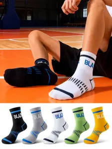 5 Pairs Men's Running Sports Socks for Teens | Autumn & Winter Cotton Socks  Deodorant Sweat-Wicking  Breathable Shock-Absorbent  Ankle Support  Stretch Cuff Suitable for Junior High School Boys & Teenagers