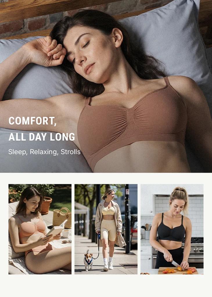 FeelinGirl Women's Wireless Bra Comfort Bralettes No Underwire Unlined Cami Bra Seamless Tshirt Bras Sports Bra Bralette Basic Comfortable Fit Womenswear Everyday Up to 44DD Springtok SpringStatements