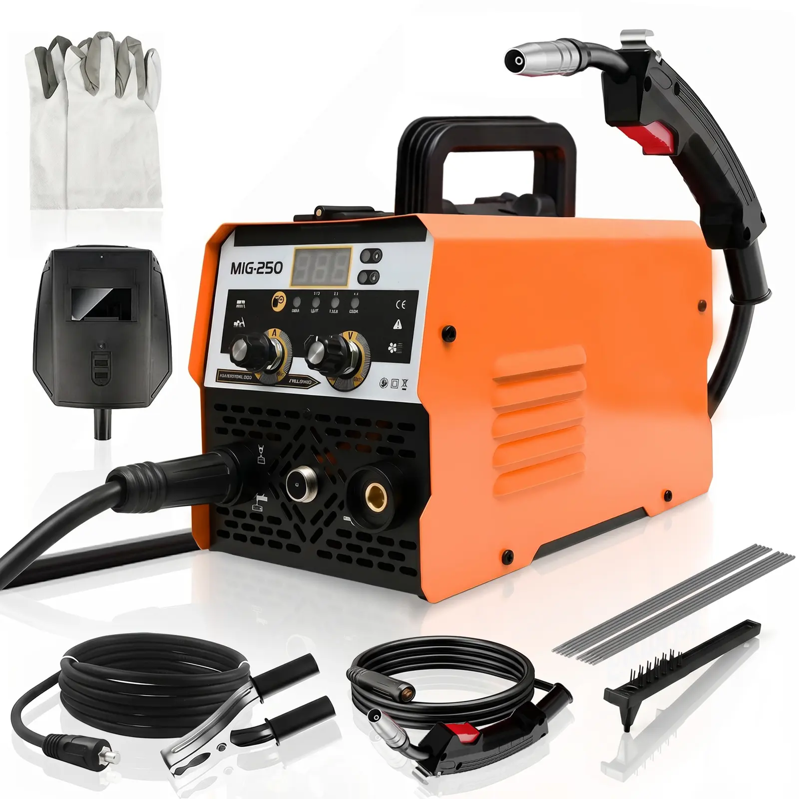 145A 3-in-1 Multiprocess Portable Welder - 110V Handheld Welding Machine with FLUX MIG/Lift TIG/ARC Capabilities, LCD Display, Tig with Gas Tank Support, Great for Home Repairs, Stainless Steel, Carbon Steel