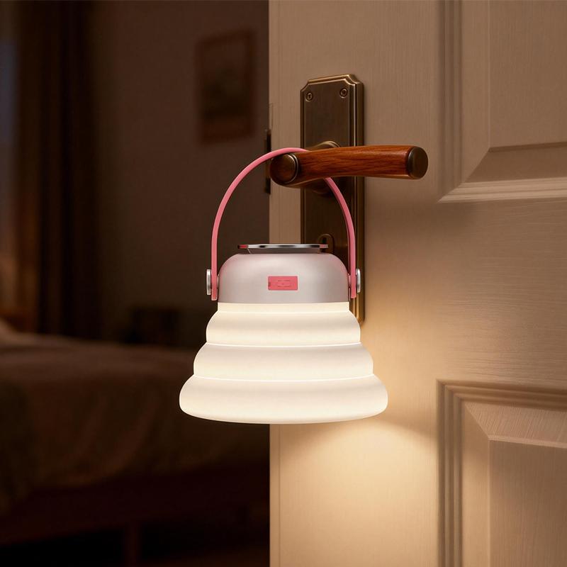 Foldable multi-color changing night lightwith 7 lighting colors,  Type-C rechargeable design.It creates immersive ambient lighting, andthis portable night light is suitable forbedrooms, outdoor camping and use as abedside lamp.