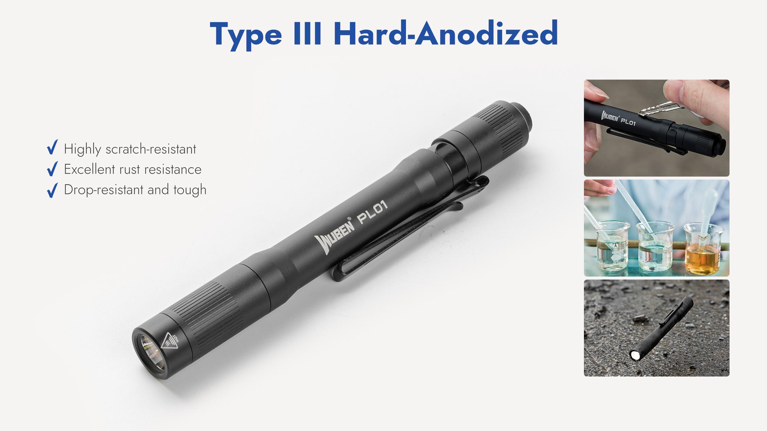 WUBEN PL01 Mini Penlight, 1–650 Lumens EDC Flashlight, CRI90+ Natural Light for Doctors, Technicians & Everyday Carry, IP68 Waterproof, Alcohol-Wipe Safe, Dual Power – USB-C Rechargeable or Battery Replaceable (WUBEN Cell Included)