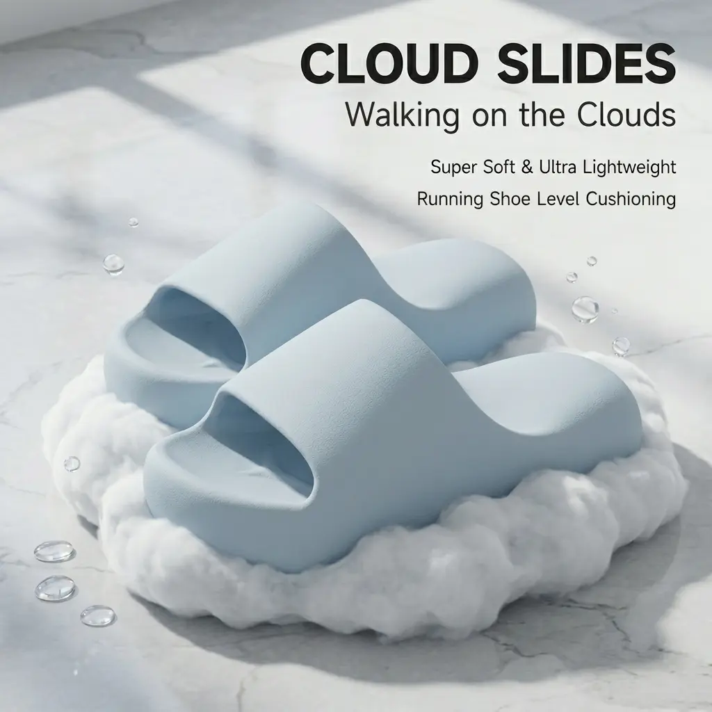 Cloud Slides Thick Sole Slippers, Soft Cushion Platform Sandals for Women Men, Lightweight Comfort Shoes for Home, Shower & Casual Wear, Beach Resort Slippers, Pool, Siblings, Kitchen, Minimalist, Open Toed Sandals, Footwear, Slippers For Women sohochic