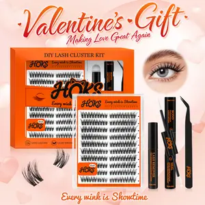 Valentine's gift HOKS Crush3D-Wink -Sunday3D Lash Clusters Kit with Long-lasting Lash Bond and Seal,Tweezers and Remover  for DIY Eyelash at Home for Natural Makeup Girl Gifts