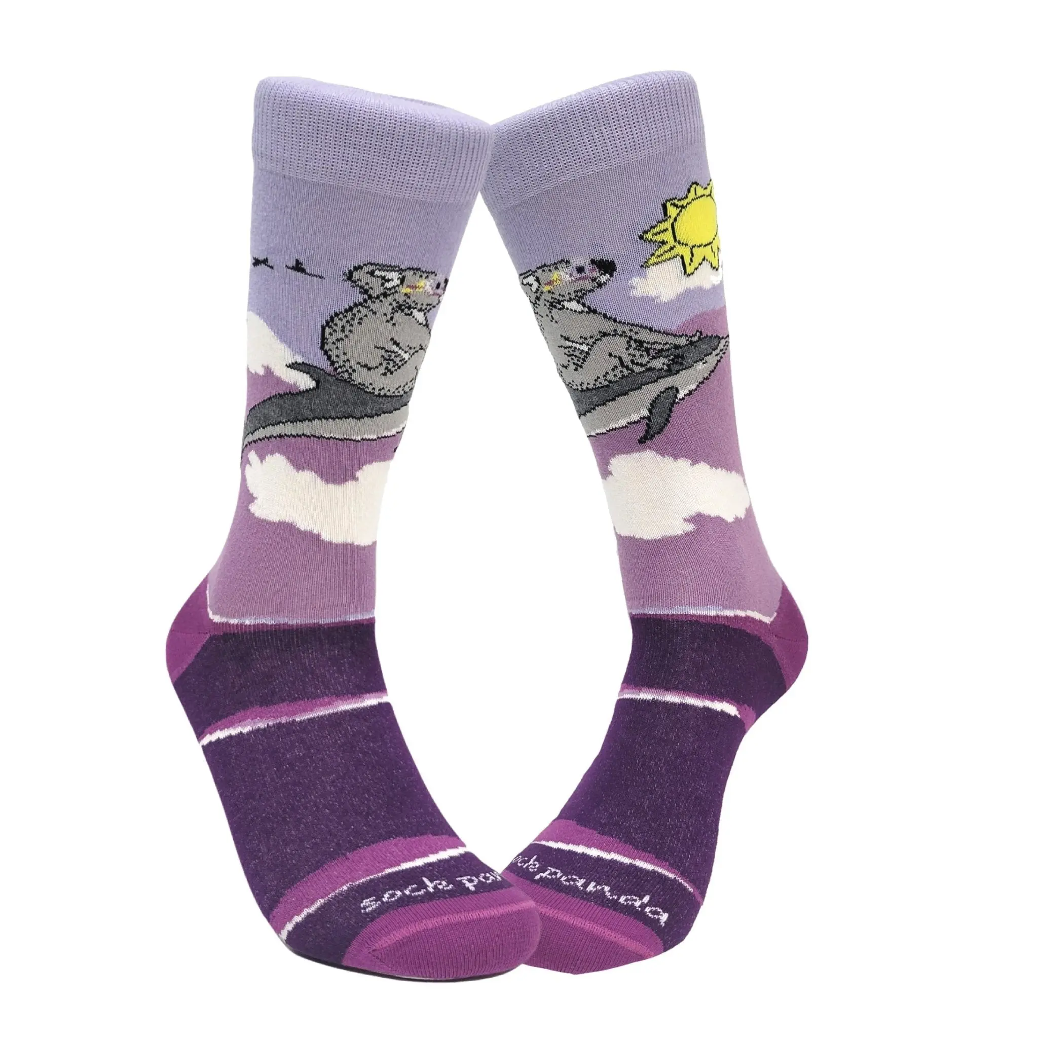 Koala Riding a Dolphin Socks from the Sock Panda (Adult Medium - Women's Shoe Sizes 5-10)