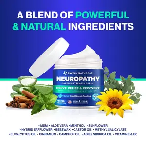 OWELL NATURALS Neuropathy Nerve Pain Relief Cream for Feet, Leg, Max Strenght