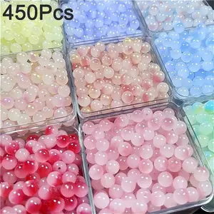 450PCS Multi-Color Glass Beads Jewelry Making Kit, Round Party-Style Beads for DIY Bracelets, Beading Starter Crafts Gift