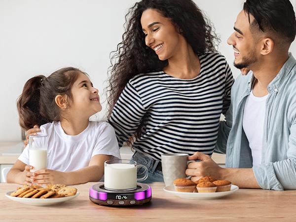 GAIATOP Wooden Coffee Mug Warmer for Desk - 3 Temp Settings 2-9 Hour Timer 3 Romantic Light Modes Digital Display Heating Plate for Beverages Candles Tea Milk & More Coasters Tableware US Type Home Home gift