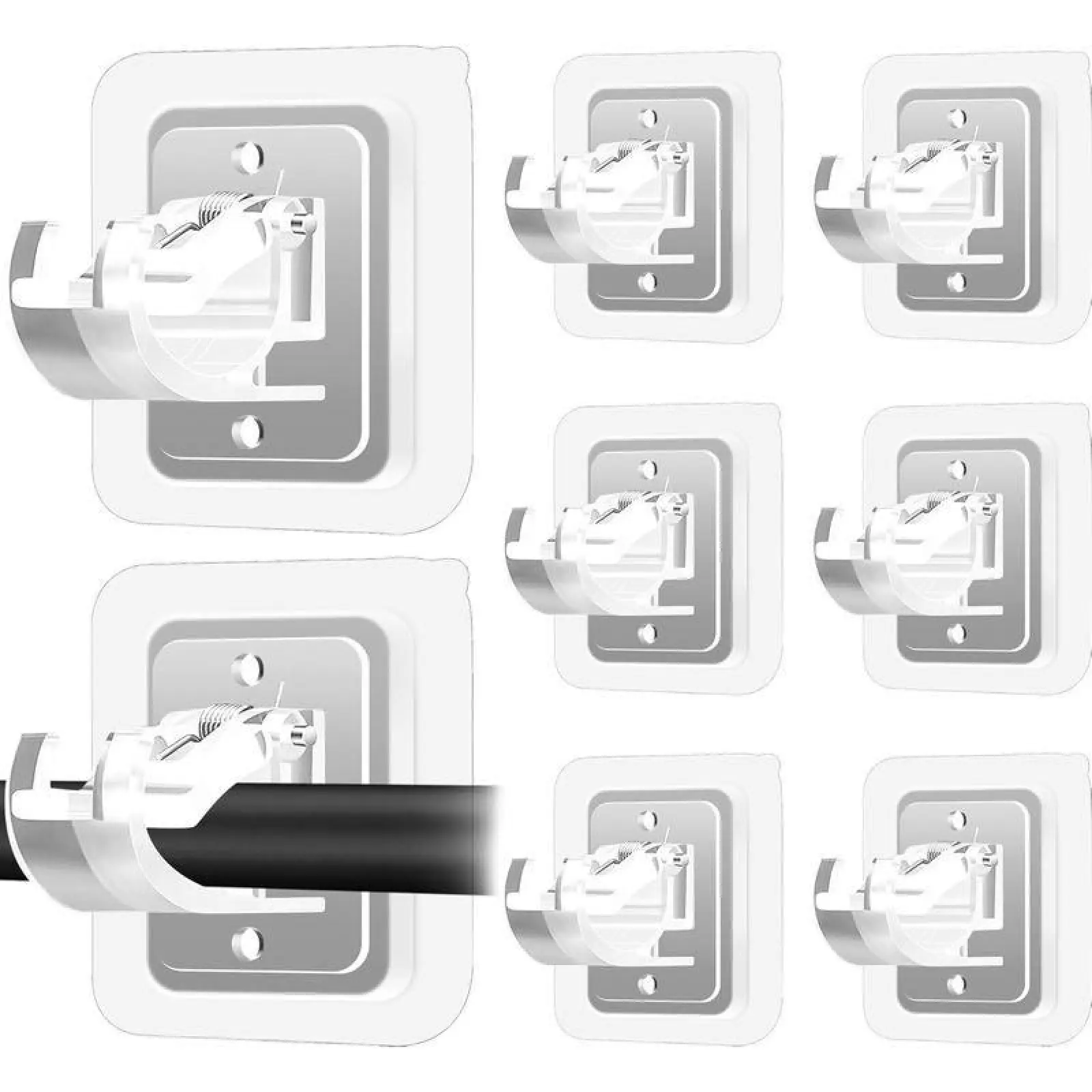 (Transparent) 8 Counts Set No Drilling Self Adhesive Curtain Rod No Drill Curtain,Free Adjustable Curtain Rod Hooks,Rod Brackets Holder Hooks Nail  Curtain Hangers for Bathroom Kitchen Home Bathroom and Hotel.