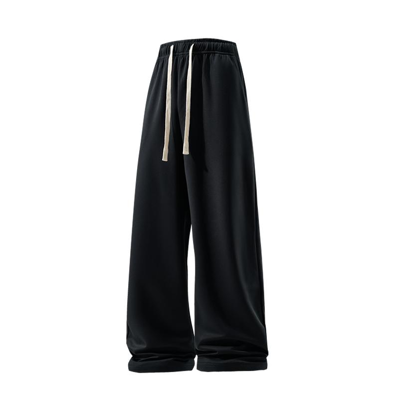 2-piece  men's solid color fashionable casual sports pants 60% pure cotton classic black gray suitable for both men and women wide leg sweeping pants spring and autumn loose sweatpants