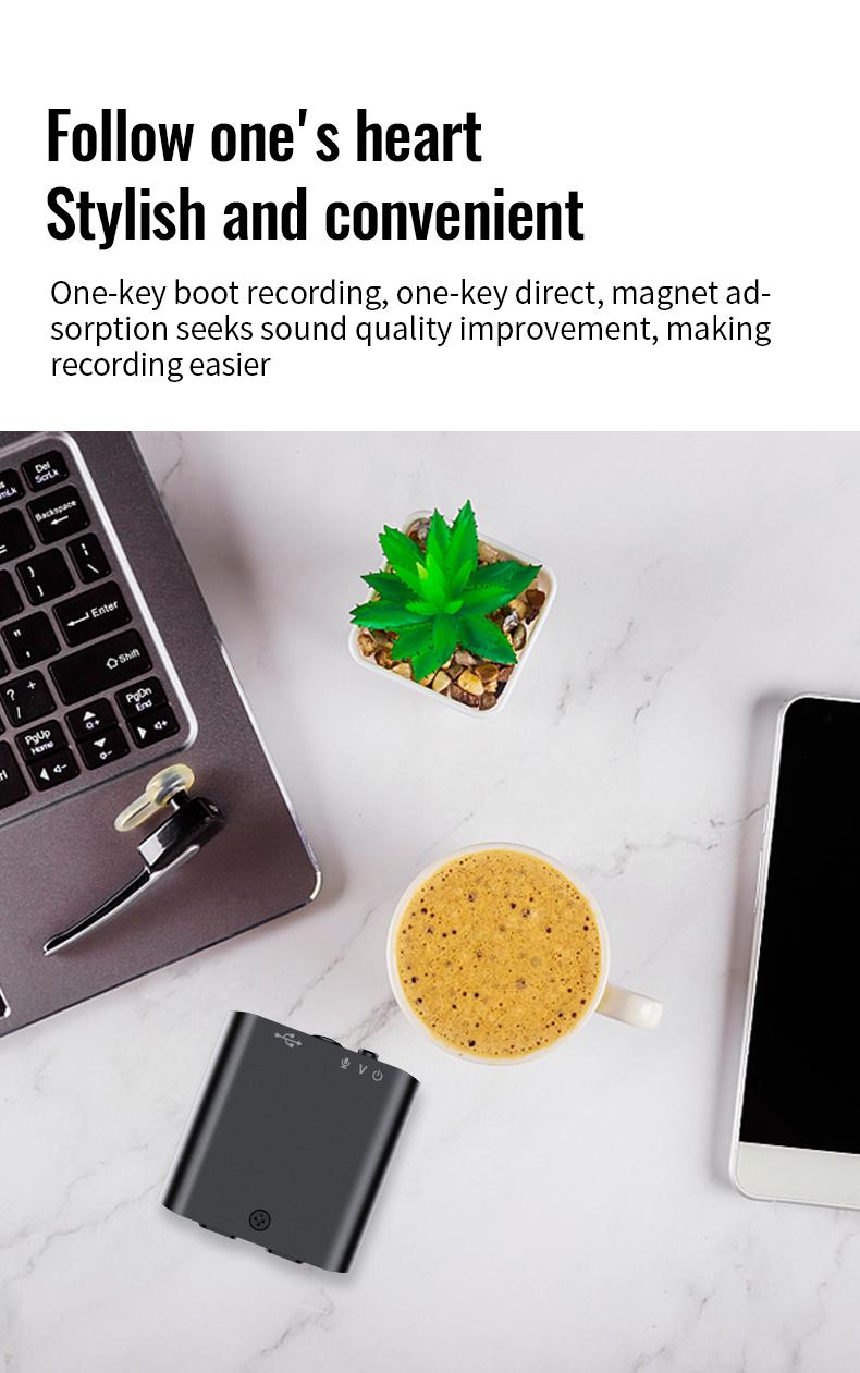 Mini Magnetic Voice Recorder-One-Touch Recording,HD Noise Reduction,Long Battery,Large Storage,Include OTG adapter,Slim and lightweight