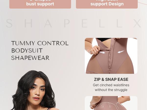 Shapellx Shapewear for Women Fajas Colombianas Tummy Control Body Shaper Open Bust Bodysuit with Hook Zipper Closure