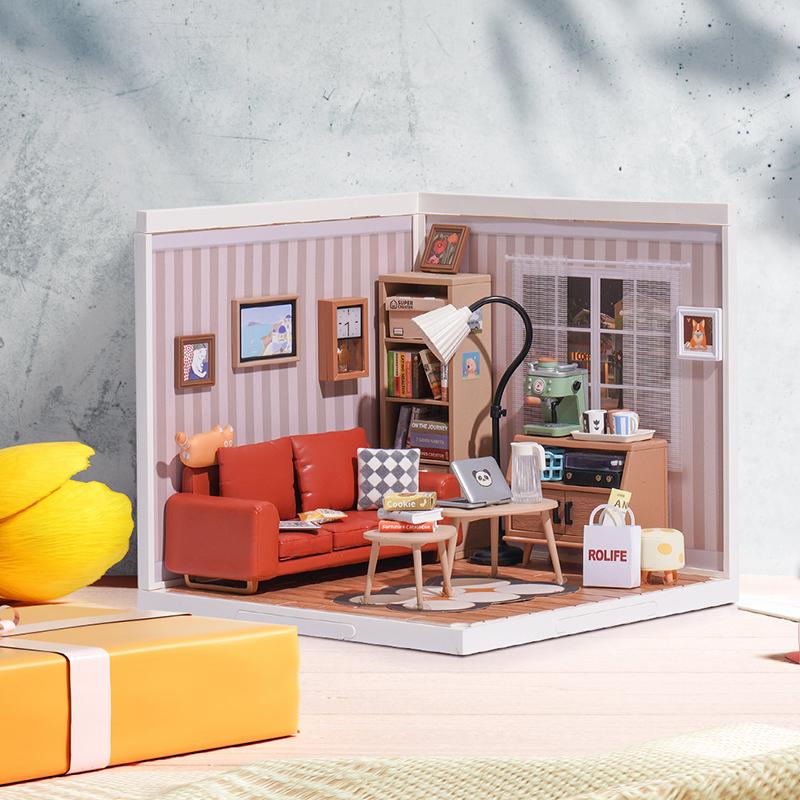 Rolife Cozy Living Lounge DIY Plastic Miniature House DW007