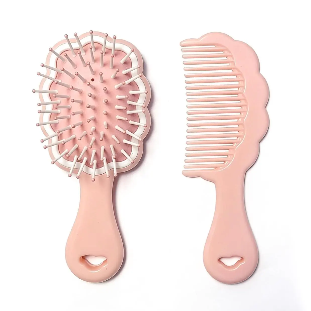 Mini Wet Hair Brush,Small Cute Hair Comb 2 Piece Cloud shaped Hair Brush Combs Set For Women Girls Kids,Travel Shower Detangling Comb Massage HairBrush with Air Cushion for Dry,Wet Hair (Pink)