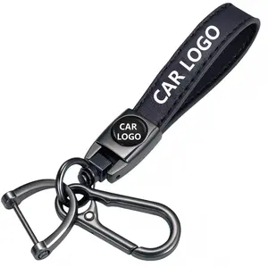 Genuine leather car keychain, Tesla, Toyota, Chevrolet, Ford, Dodge, car keychain ring accessories, high-quality keychain support Frame, 360 ° rotation, screw free metal car key strap. Suitable for automotive parts