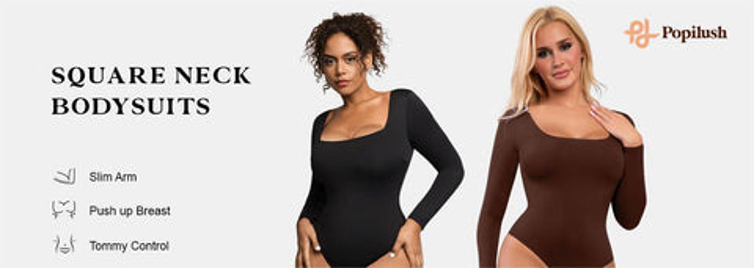 Popilush The Shapewear Bodysuit Long Sleeve Square Neck Shapewear Bodysuits Womenswear Tops Lady Comfort Popilush The Shapewear Bodysuit Long Sleeve Square Neck Shapewear Bodysuits Womenswear Tops Lady Comfort