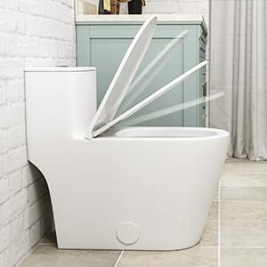 Compact One-Piece Elongated Toilet Dual Flush 1.1/1.6 GPF Siphon Flushing, 12 inch Rough-In, 16-1/8 inches Comfort Standard Height, Quiet Soft-Close Seat, Fully Skirted Easy-Clean Design