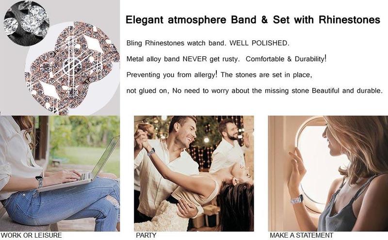 Bling Bands for Compatible with Apple Watch 38/40/42/44/41/45/46/49mm Ultra Iwatch Series 11 10 9 8 7 6 5 4 3 SE SE2, Diamond Rhinestone Stainless Steel Metal Bracelet Wristband Strap for Women Bling Bands for Compatible with Apple Watch 38/40/42/44/41/45/46/49mm Ultra Iwatch Series 11 10 9 8 7 6 5 4 3 SE SE2, Diamond Rhinestone Stainless Steel Metal Bracelet Wristband Strap for Women