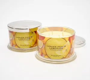 HomeWorx by Slatkin + Co. S/2 18oz Ginger Peach Lemonade Candles