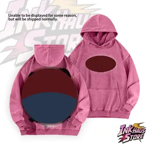 ST anime double-sided printed washed hooded sweatshirt, unisex, anime/manga style washed heavyweight cotton sweatshirt, made in the USA.