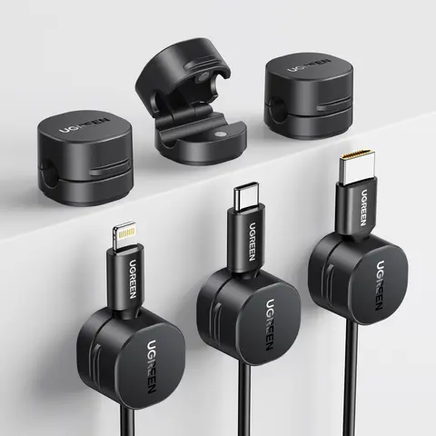 UGREEN Cable Organizer Clips, Adhesive Cable Management - 6/9/12 Pack Strong Magnetic Cord Holder for Desk to Keep Phone Charging Cables, Computer Cords, and Various Cord Organized for Nightstand, Black,DealsForYouDays