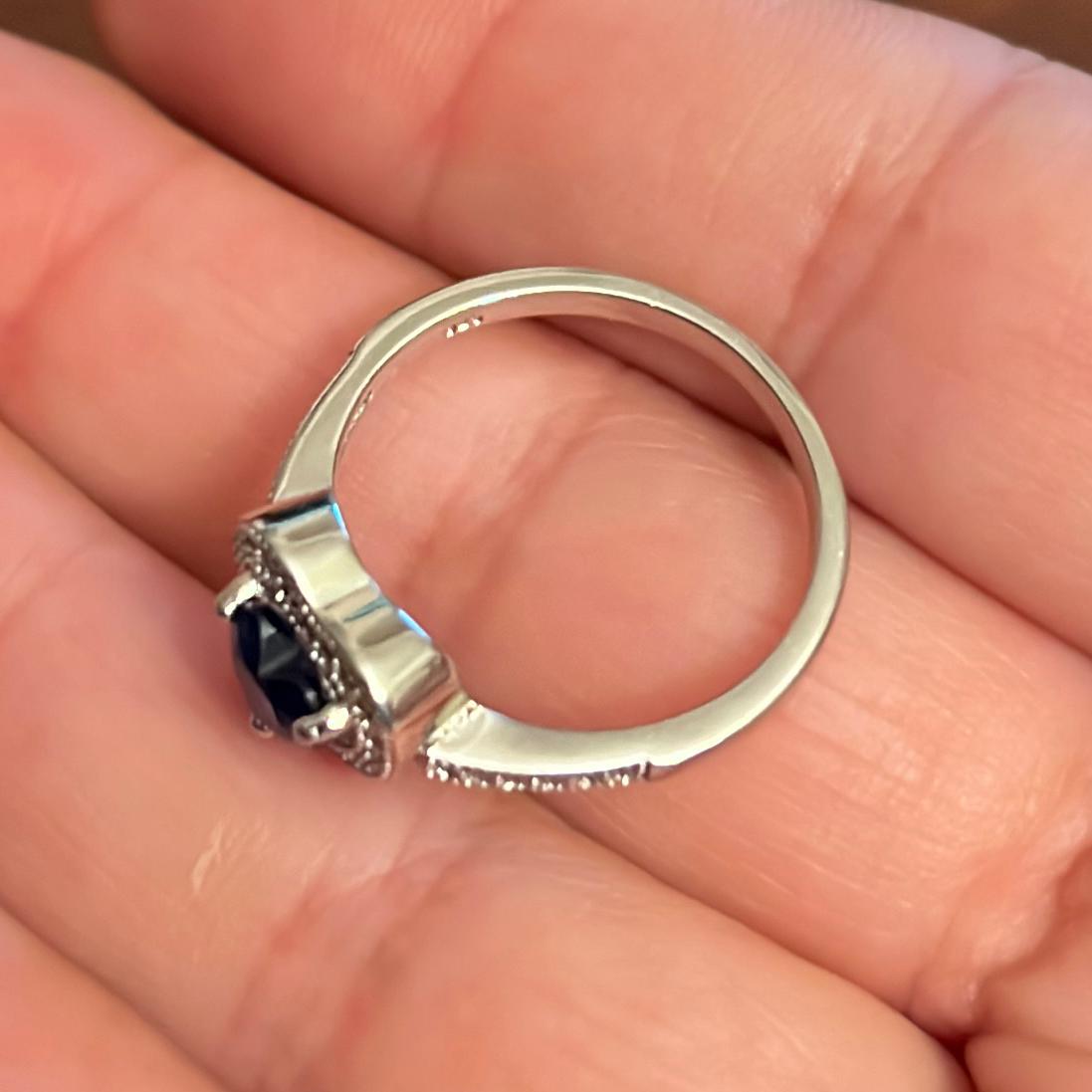 Blue Cz Heart Ring