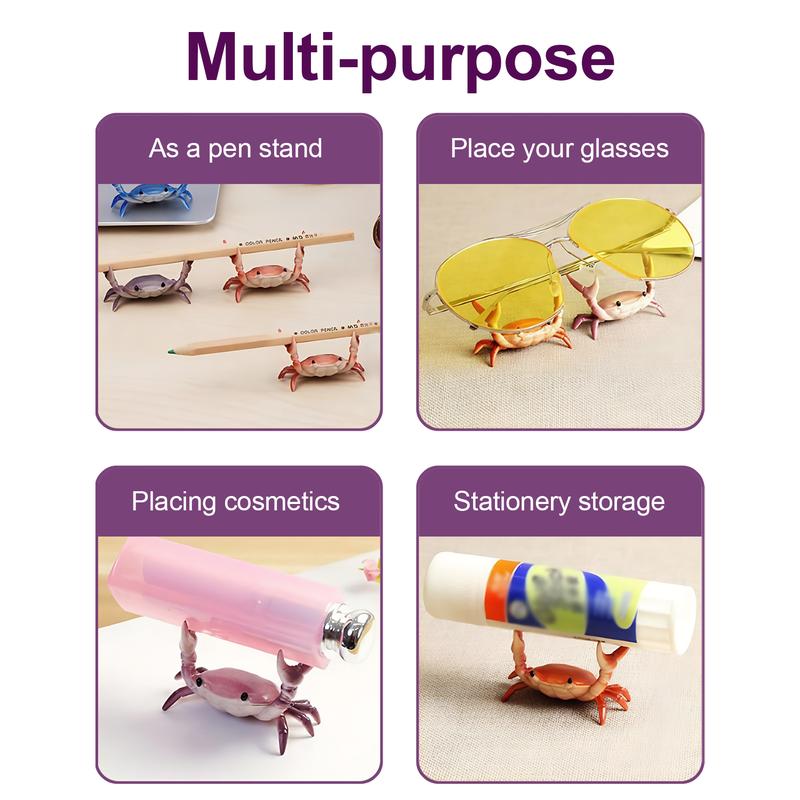 [Free!!ship] Realistic Weightlifting Crab Pen Holder 1 PCS Crab Statue Pen Holder Office Home Decor Ornament for Pens Glasses Cutlery Makeup Brushes Lipsticks