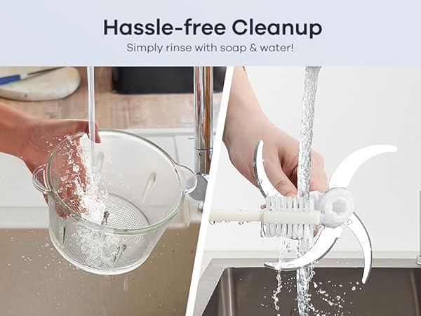 Ganiza Food Processor with 8 Cup Glass Bowls & 8 Cup Stainless Steel 2-Speed Food Chopper Meat Grinder Upgraded Button & Smart Overheat Protection Light - Includes Clean Brush 2 Sets of Blades