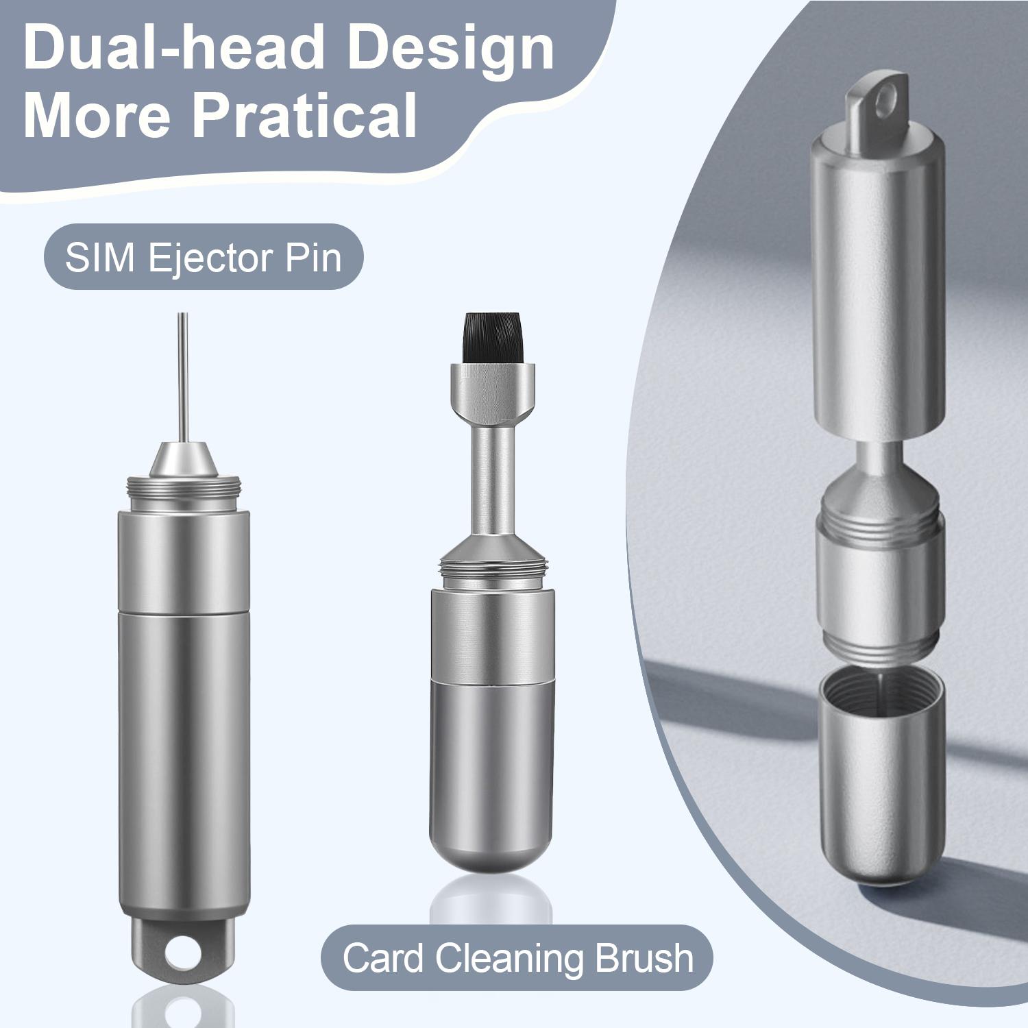 VAYWET SIM Card Tray Removal Tool with Cleaning Brush, 2 in 1 SIM Ejector Pin & Cleaning Brush Keychain EDC Portable Keychain Eject Pins Reset Needle Opener Cleaning Pen Aluminum Alloy Cleaning Tool for iPhone For Airpods Pro  Earphone Dust Removal