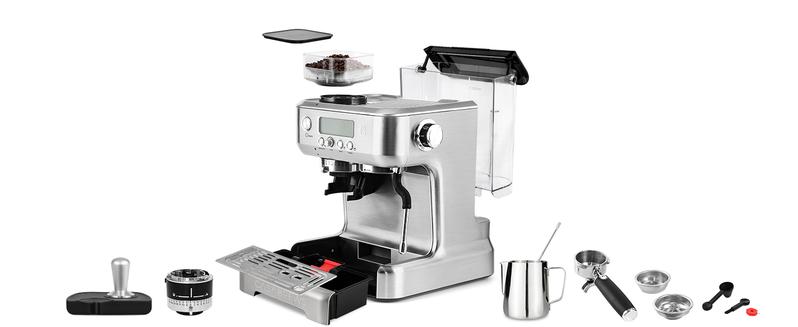 CASABREWS 5700PRO Espresso Machine with Grinder and Milk Frother - 20-BAR Pressure, LCD Display, 91oz Water Tank Capacity, Perfect for Ground Coffee