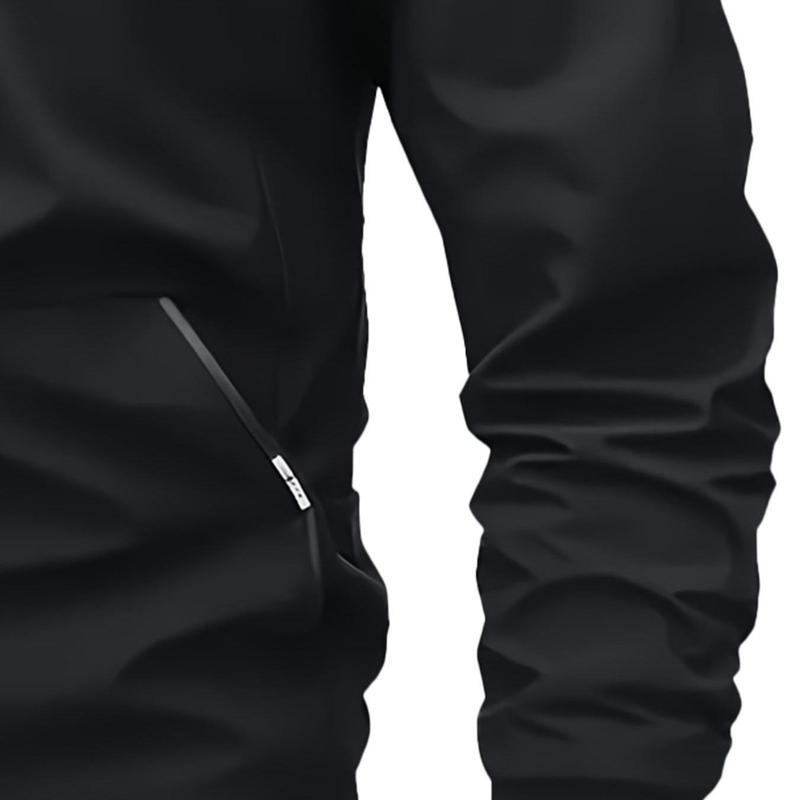 Men's Embroidered Baseball Jacket - Black Casual Sports Coat with Zipper Closure, Polyester Fiber Lining, Regular Fit for Spring/Fall, Outerwear for Spring Style | Fashionable Embroidery | Elegant Texture,fall outfits, business casual outfits