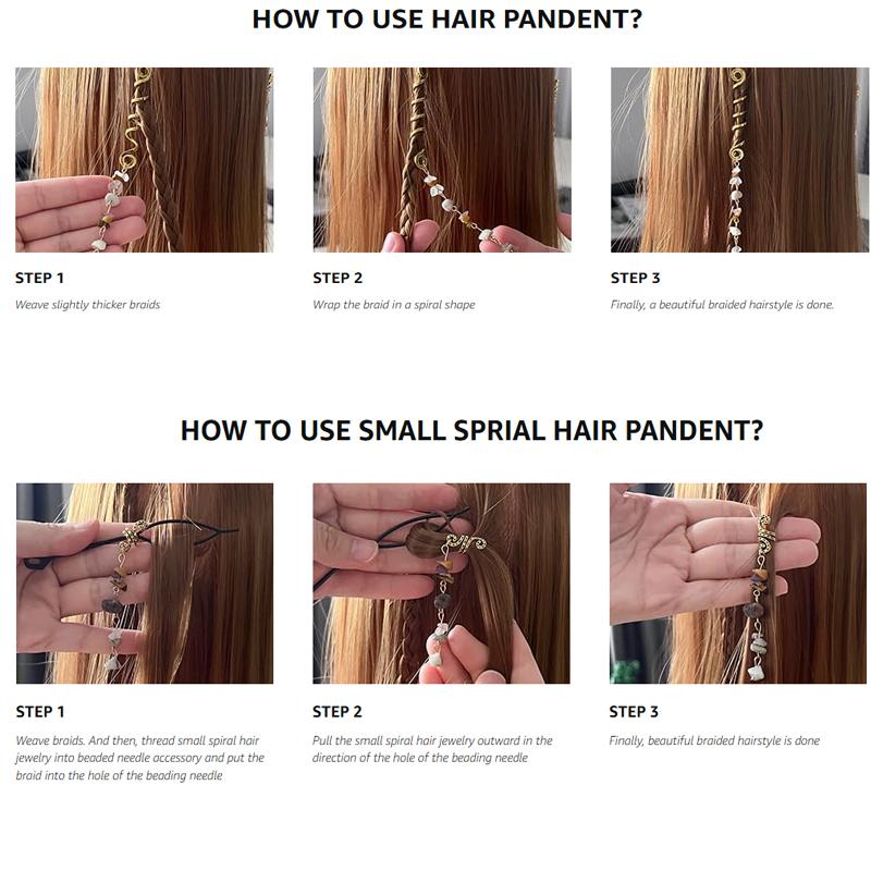 PAYA 6-Pack Natural Stone Hair Charms for Braids – Purple Braided Hair Accessories with High-Quality Alloy & Vintage Craft