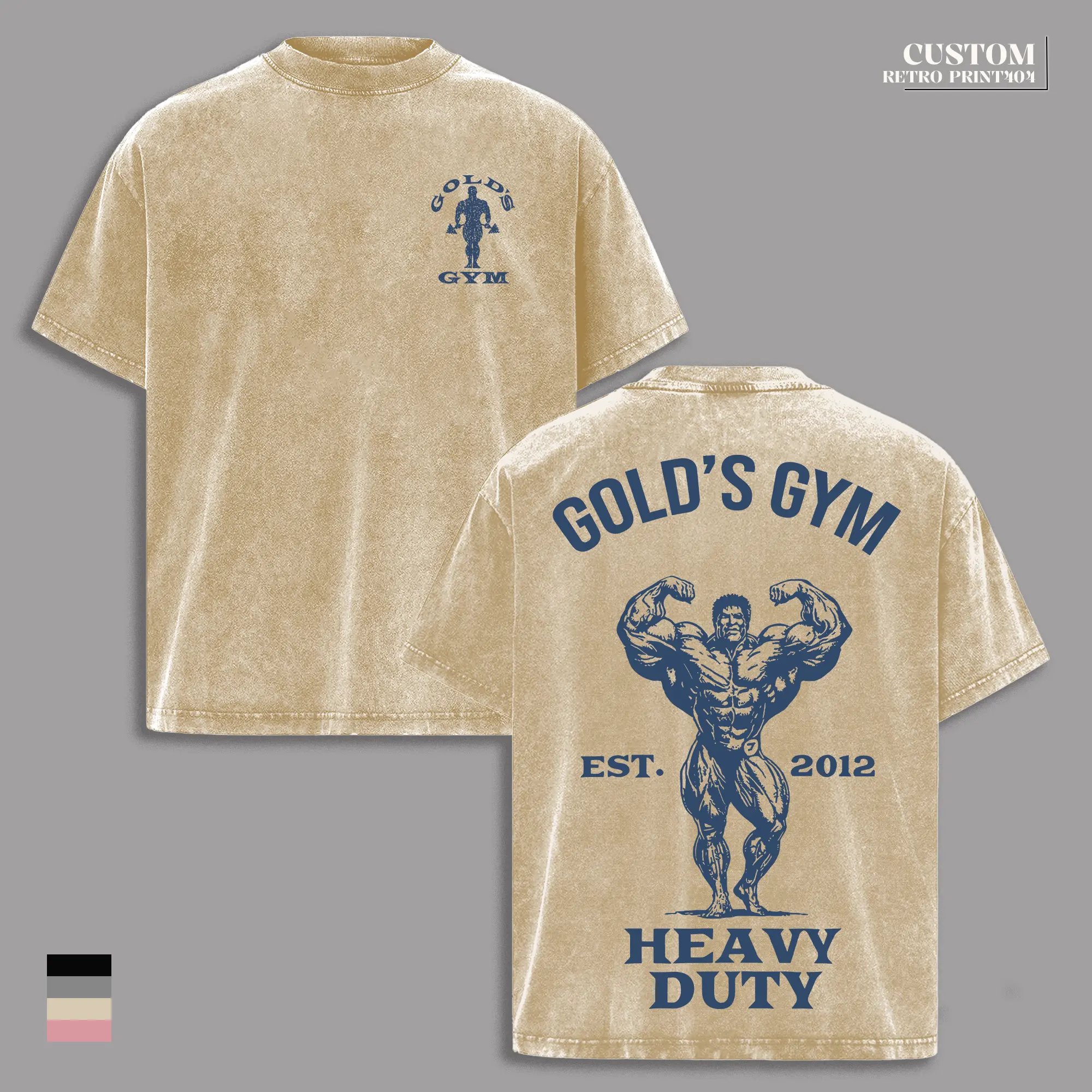 Heavy Duty Gold's Gym Vintage Washed Oversized Workout T-Shirt