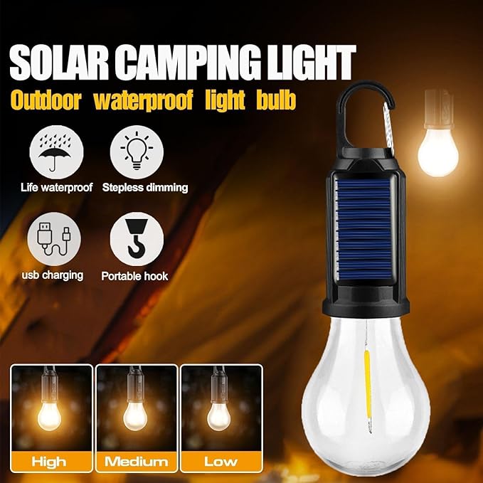 1/2/4 PCS Rechargeable Solar LED Light Bulbs with Waterproof Clip Hook, Solar Outdoor Lights, Portable Camping Gear for Hiking & Emergency Use 1/2/4 PCS Rechargeable Solar LED Light Bulbs with Waterproof Clip Hook, Solar Outdoor Lights, Portable Camping Gear for Hiking & Emergency Use