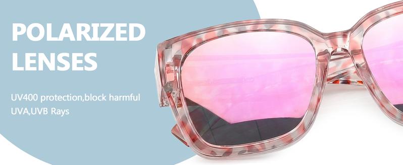 【FitOver Sunglasses】SIPHEW Mirrored Sunglasses Polarized Fit Over Glasses for Women Men for Driving - Trendy Large Square Oversized  UV400 Protection Sun Glasses