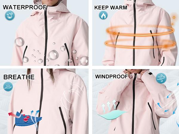 YEEFINE Women's Ski Suit Set Baggy Waterproof Snow Suits Insulated Mens Ski Jacket and Pant Set Large Fit for Snowboarding