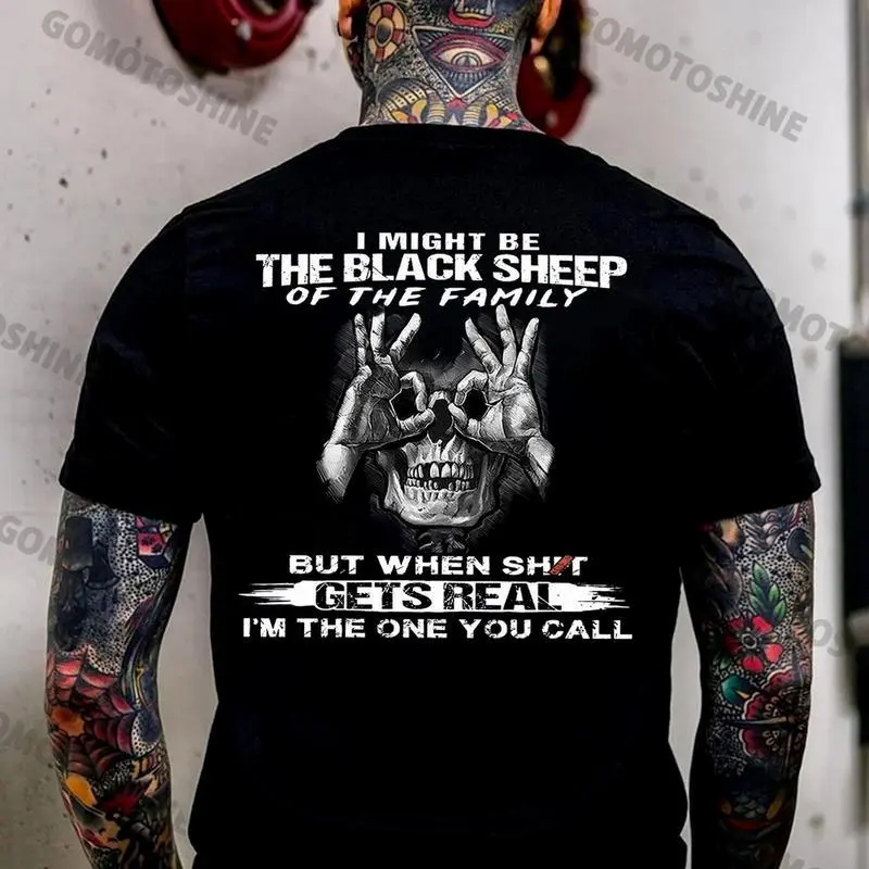 Women's Black Sheep Graphic Tee, Casual Short Sleeve Round Neck in Soft, Smooth 100% Cotton with Seamless Design, Solid, Top