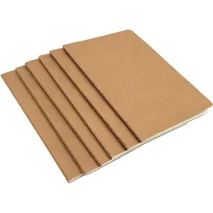 6 Notebook Brown Softcover Threadbound Notebook Journal Diary Memo Notepad,A5 Size(5.5"X8.3"),30 sheets(Dot Grid Pages)