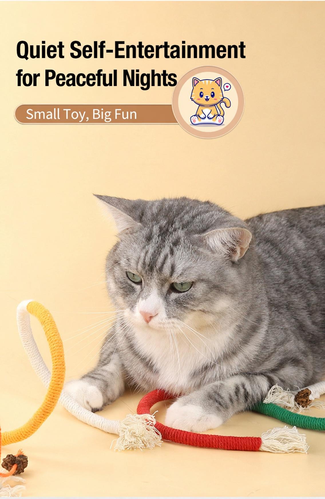 Cat Toys Chew Ropes 3Pcs, Safe Teeth Cleaning Toy for Indoor Kittens, Calming Interactive Kitty Toys  Kitten Teeth Cleaning Chew Toys for Dental Care#backtoschool# toys for my kitty#cat toys interactive