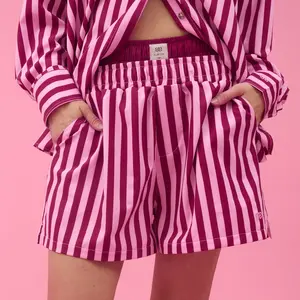 Double Boxer Shorts, Cranberry Stripe