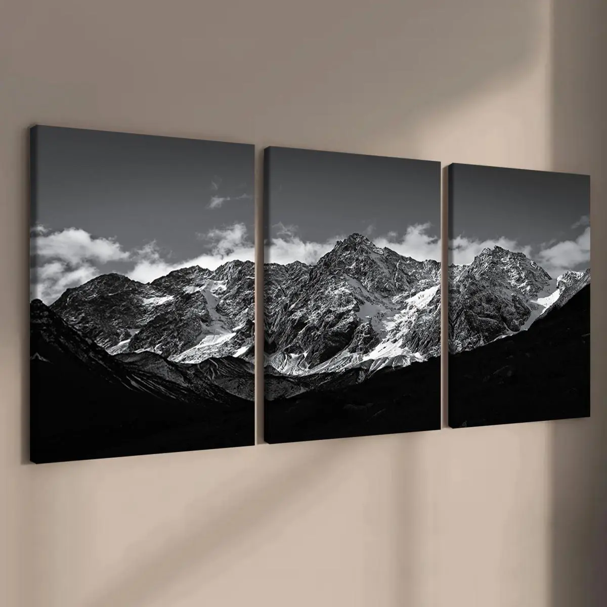 Wooden Framed Canvas Painting Photos on Canvas, 3 Counts/set Natural Landscape Pattern Canvas Poster, Wall Art Decor for Home Living Room Bedroom Office, Wall Picture Decoration Items