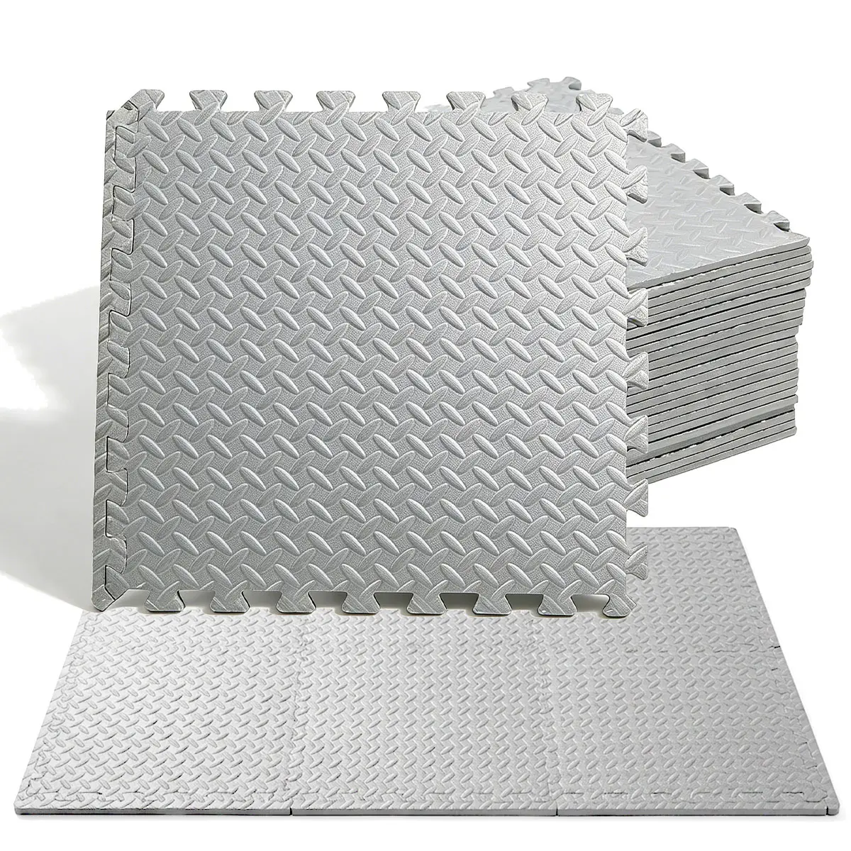 Premium Interlocking EVA Foam Exercise Mat Tiles - 19.69x19.69in, Home Gym Protective Flooring - 12pcs, 65 SQ.FT for Workout Areas & Equipment Protection